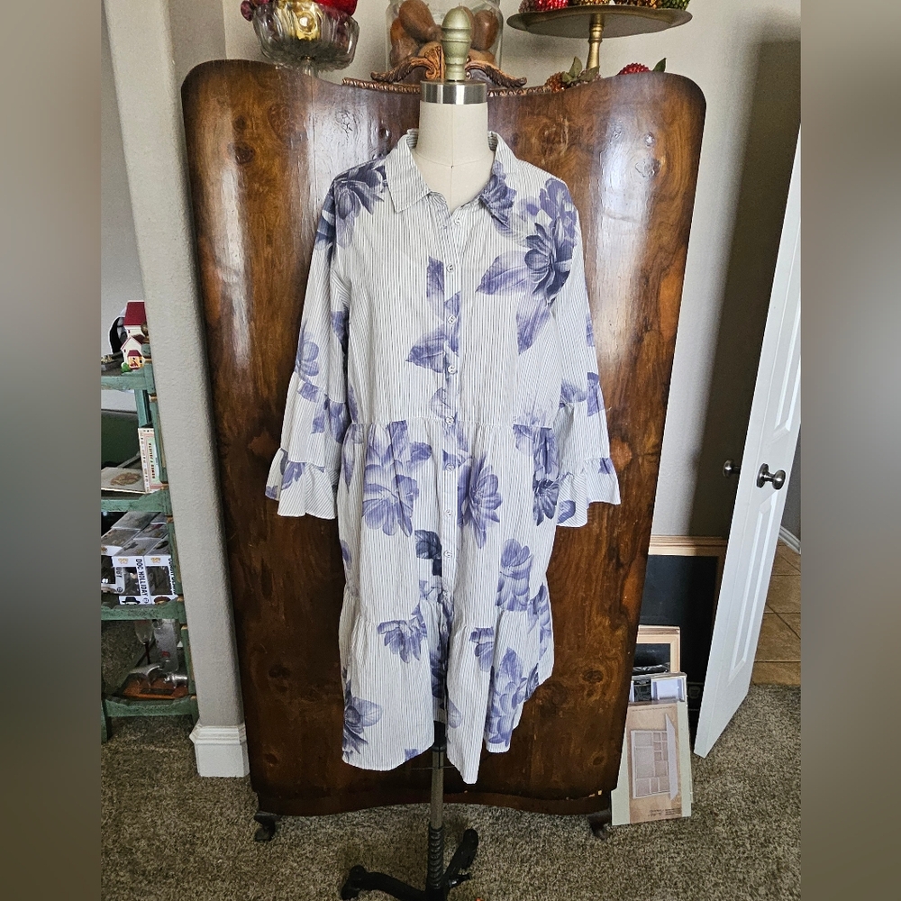 Johnny Was White and Purple Floral Mini Dress